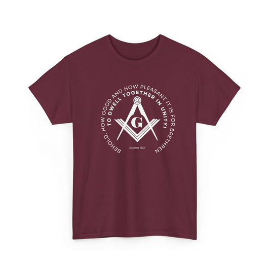 Freemason Compass & Square Tee | Masonic Symbol Shirt, Psalms 133:1 Bible Verse Fraternal Lodge Design