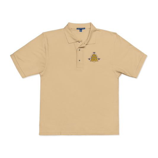 Embroidered Honeycomb Bee Polo Shirt — Men's Casual Work & Garden Tee