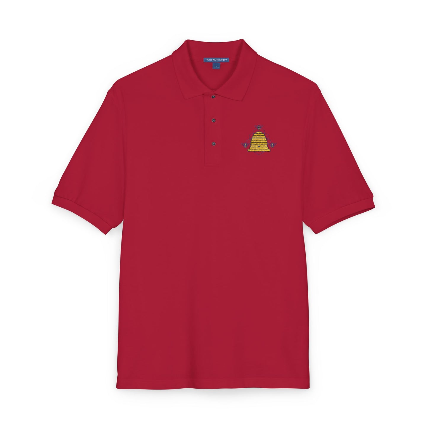 Embroidered Honeycomb Bee Polo Shirt — Men's Casual Work & Garden Tee