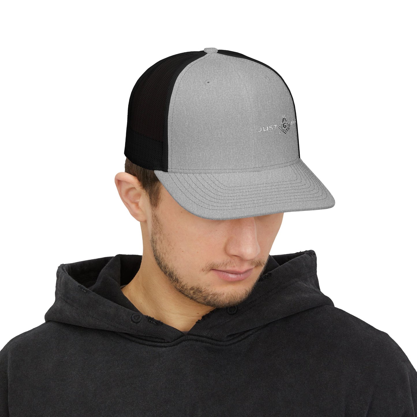 Just Ask Embroidered Snapback Trucker Hat