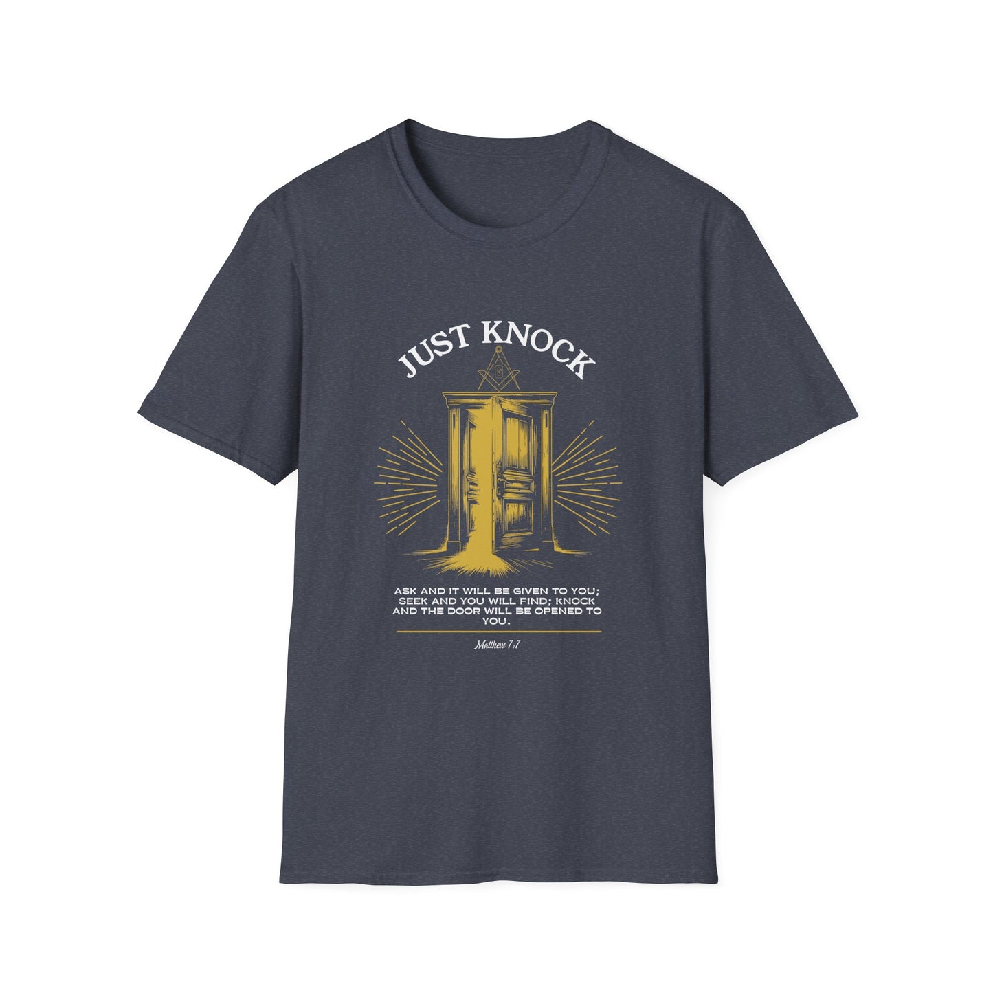 Just Knock Door Graphic T-Shirt — Inspirational Faith Verse Tee
