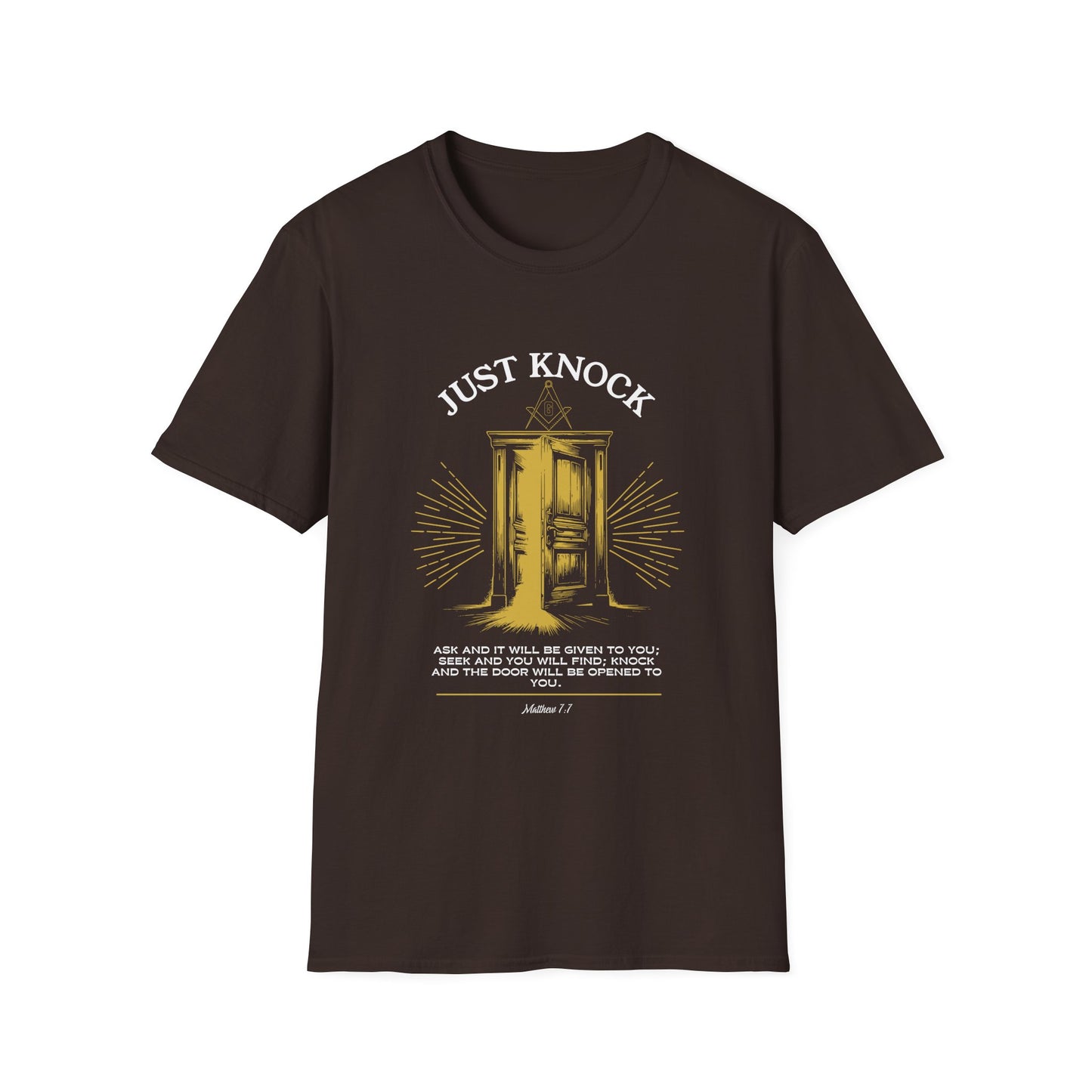 Just Knock Door Graphic T-Shirt — Inspirational Faith Verse Tee