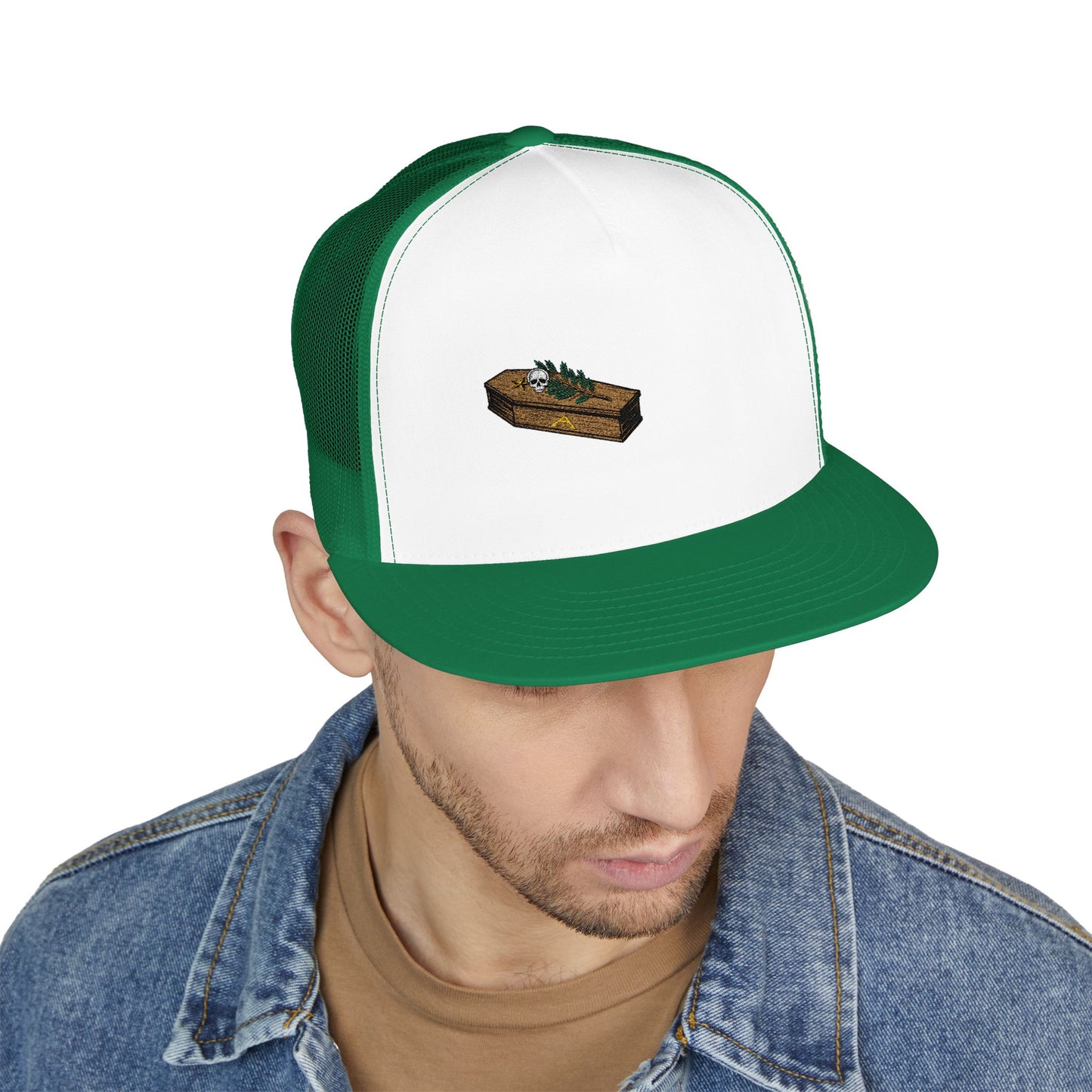 The Masters Coffin Embroidered Fishing Lure Trucker Cap - Retro Outdoor Angler Hat