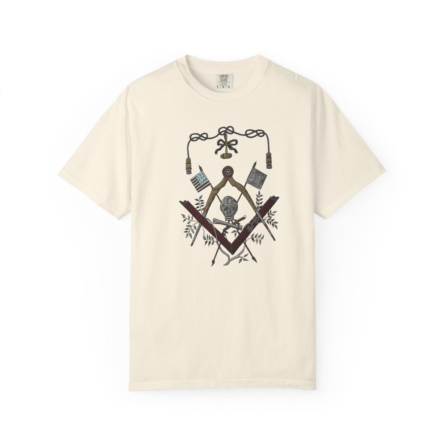 George Washington Masonic Apron Masonic Emblem T-shirt | Square Compass, Skull & Vintage Flags