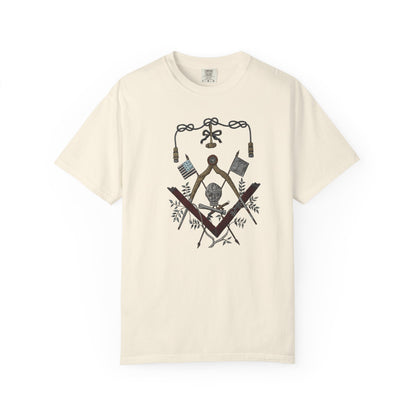 George Washington Masonic Apron Masonic Emblem T-shirt | Square Compass, Skull & Vintage Flags