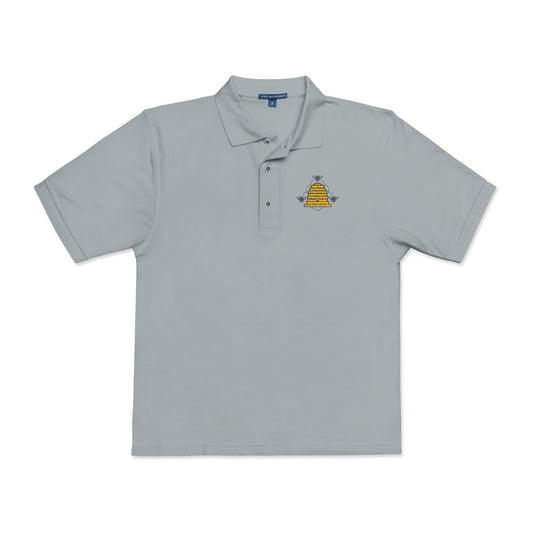 Embroidered Honeycomb Bee Polo Shirt — Men's Casual Work & Garden Tee