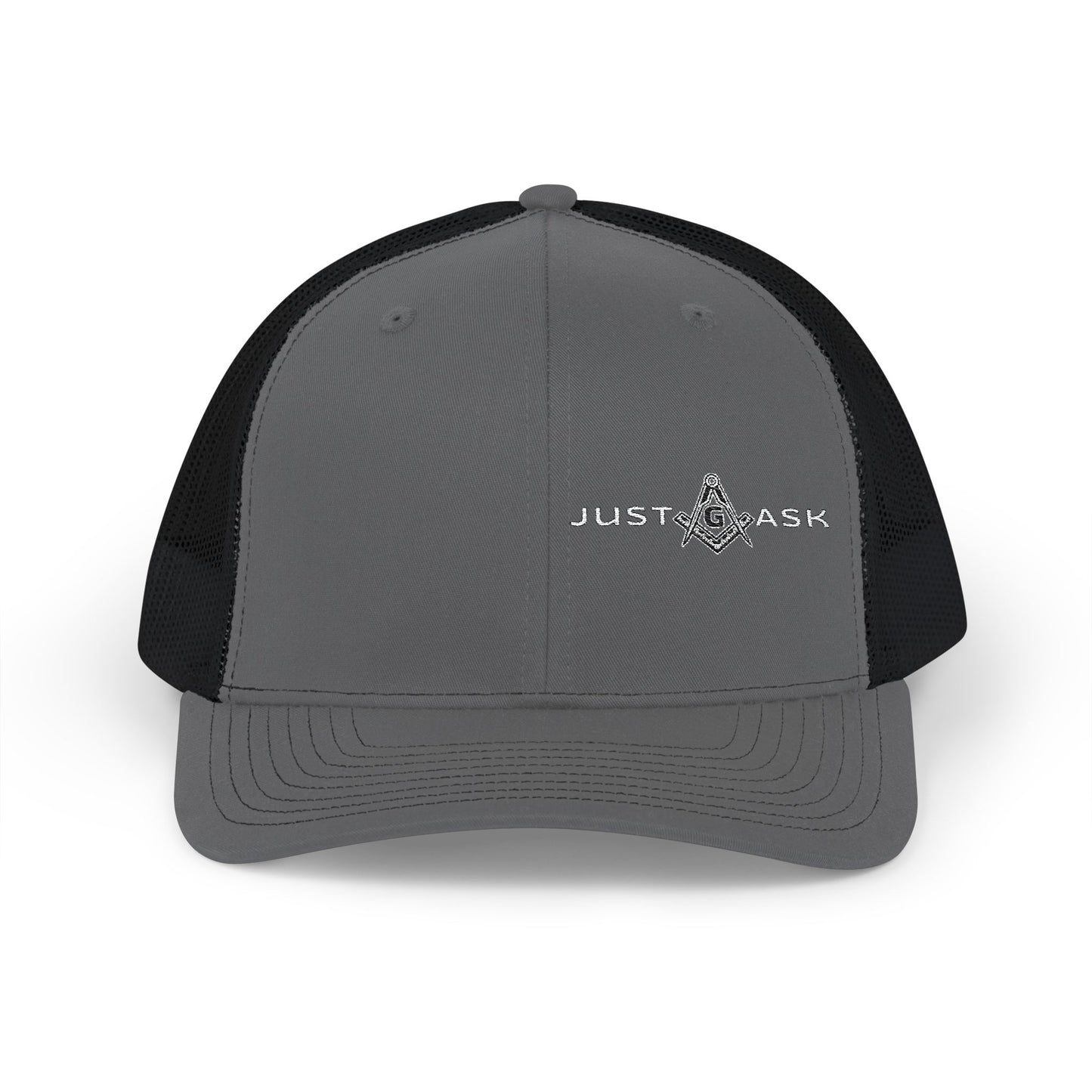 Just Ask Embroidered Snapback Trucker Hat