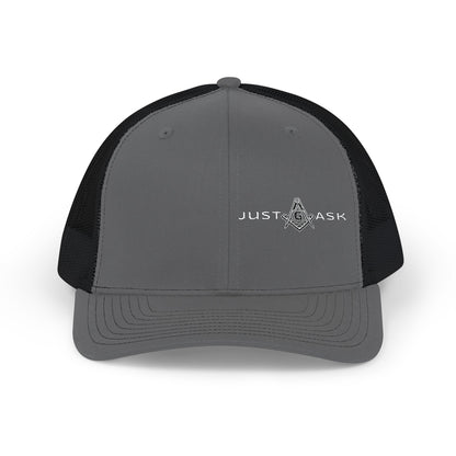 Just Ask Embroidered Snapback Trucker Hat