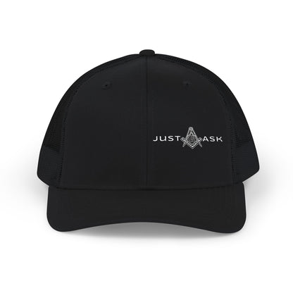Just Ask Embroidered Snapback Trucker Hat