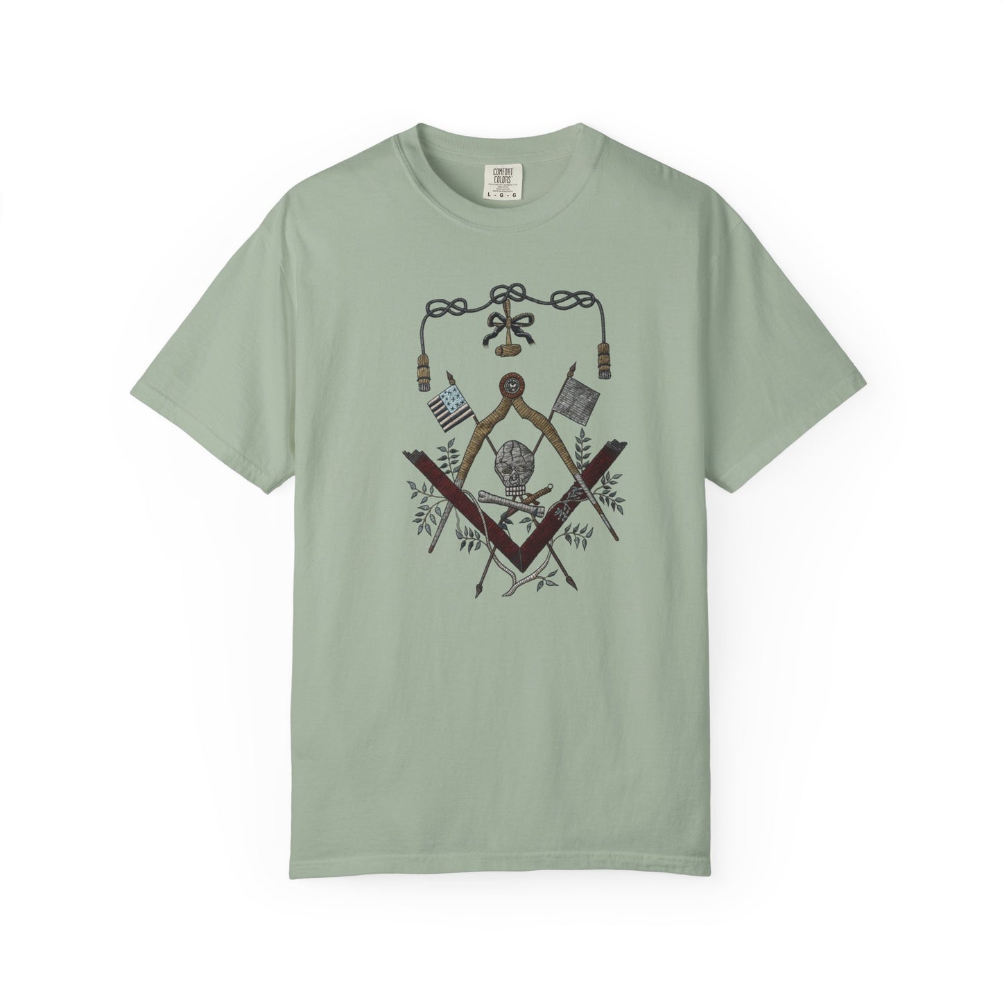 George Washington Masonic Apron Masonic Emblem T-shirt | Square Compass, Skull & Vintage Flags