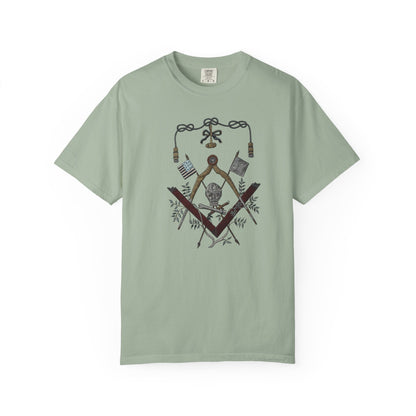 George Washington Masonic Apron Masonic Emblem T-shirt | Square Compass, Skull & Vintage Flags