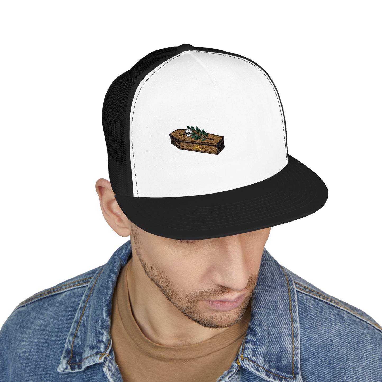 The Masters Coffin Embroidered Fishing Lure Trucker Cap - Retro Outdoor Angler Hat