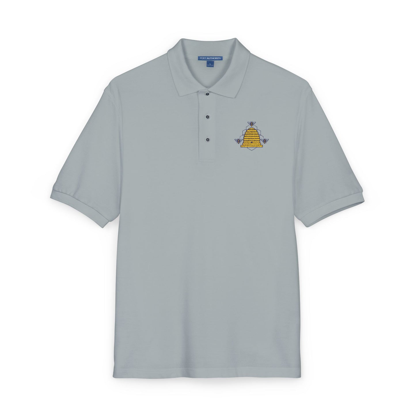 Embroidered Honeycomb Bee Polo Shirt — Men's Casual Work & Garden Tee