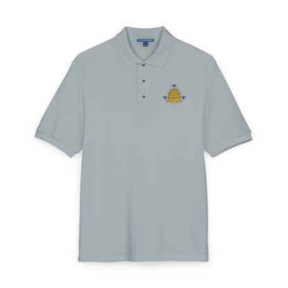 Embroidered Honeycomb Bee Polo Shirt — Men's Casual Work & Garden Tee
