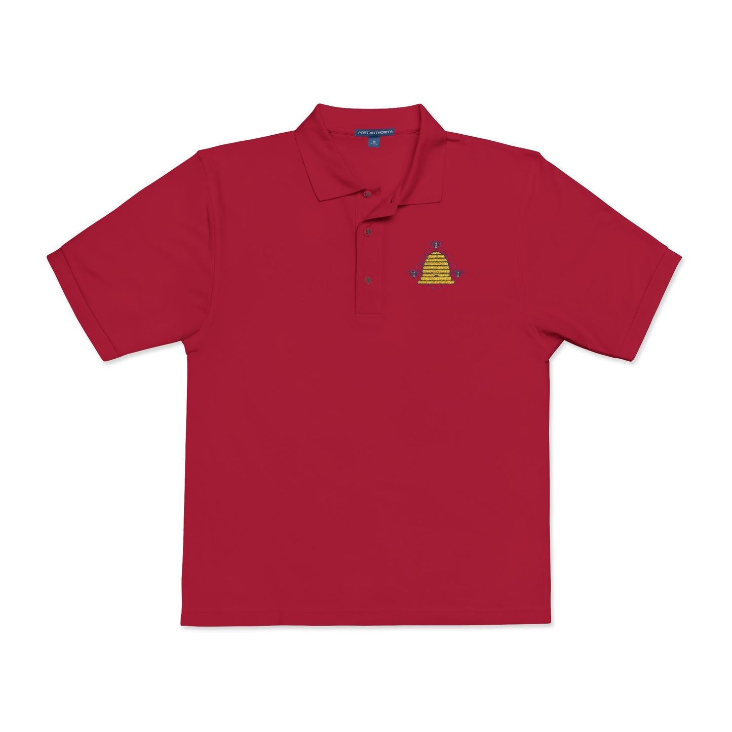 Embroidered Honeycomb Bee Polo Shirt — Men's Casual Work & Garden Tee