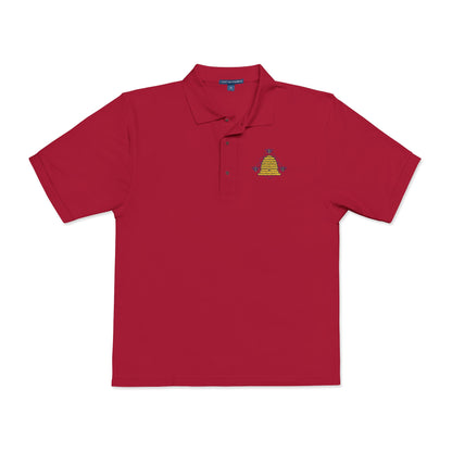 Embroidered Honeycomb Bee Polo Shirt — Men's Casual Work & Garden Tee