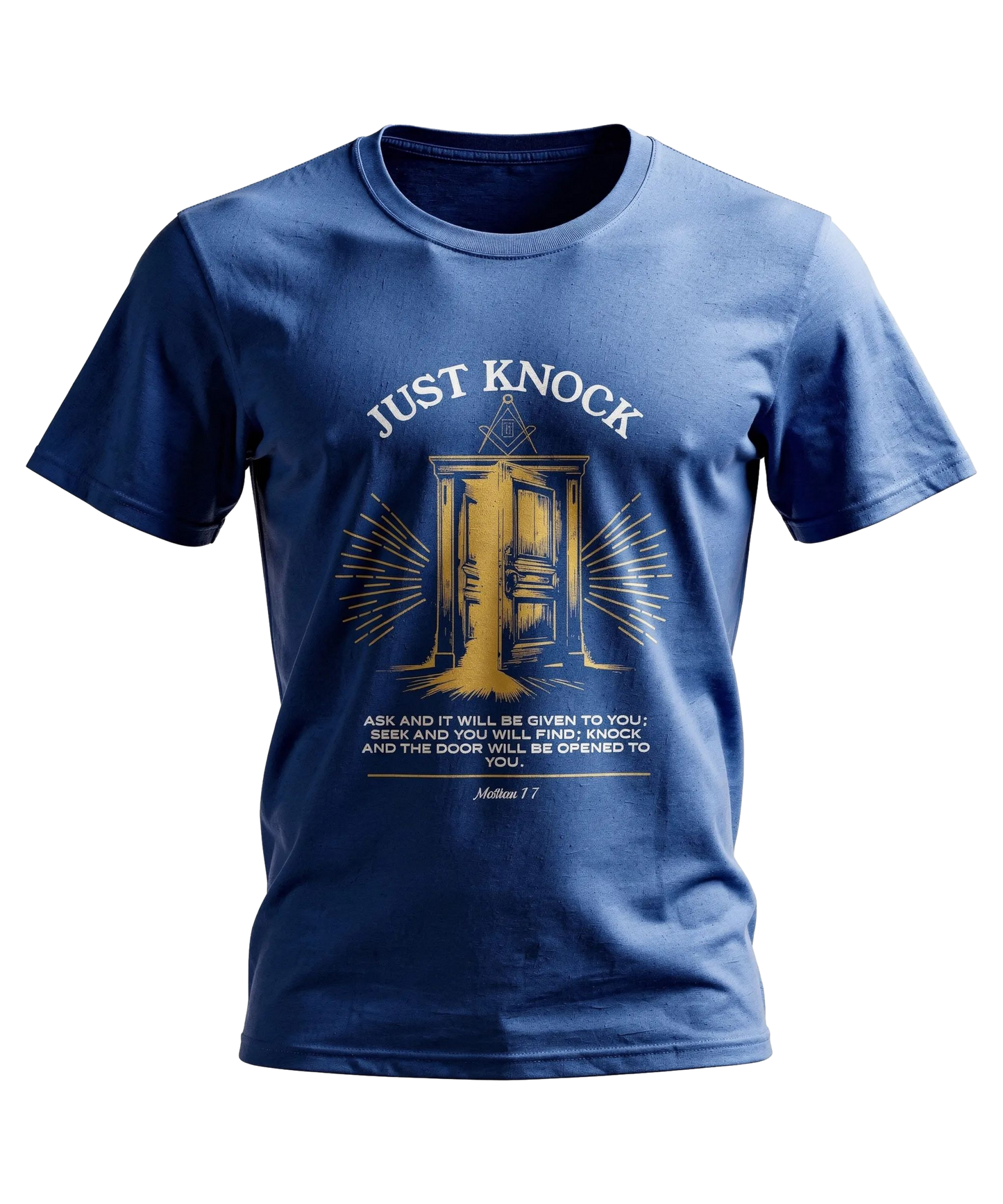 Just Knock Door Graphic T-Shirt — Inspirational Faith Verse Tee