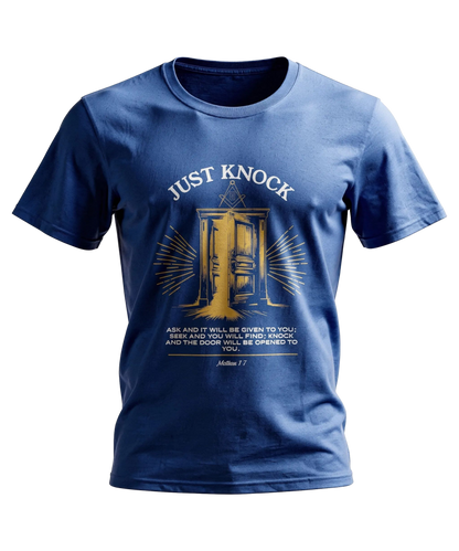 Just Knock Door Graphic T-Shirt — Inspirational Faith Verse Tee