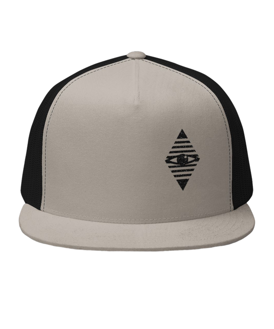 Embroidered Black Tribal All Seeing Eye — Green/White Mesh Snapback