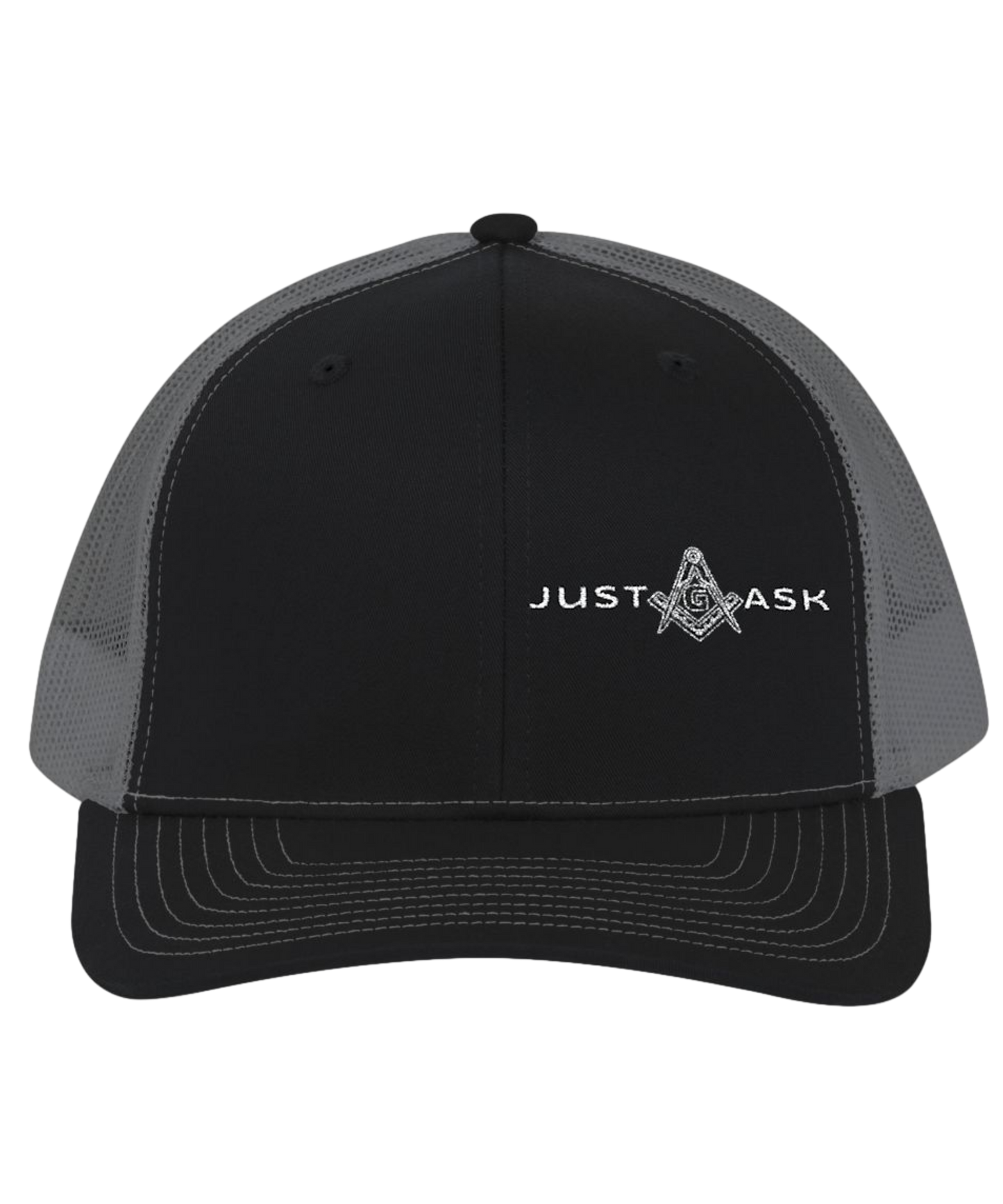 Just Ask Embroidered Snapback Trucker Hat