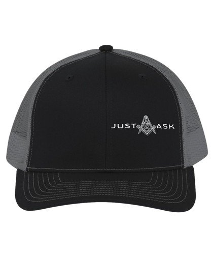 Just Ask Embroidered Snapback Trucker Hat