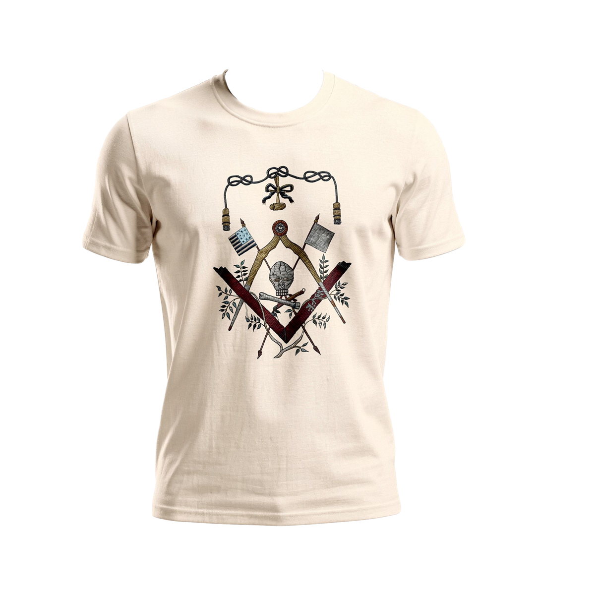 George Washington Masonic Apron Masonic Emblem T-shirt | Square Compass, Skull & Vintage Flags