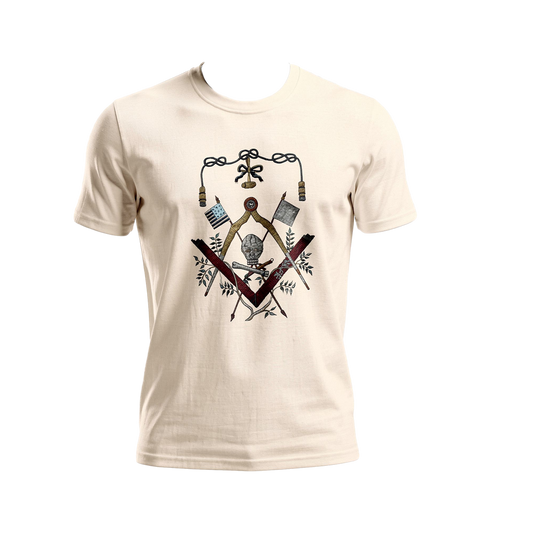George Washington Masonic Apron Masonic Emblem T-shirt | Square Compass, Skull & Vintage Flags