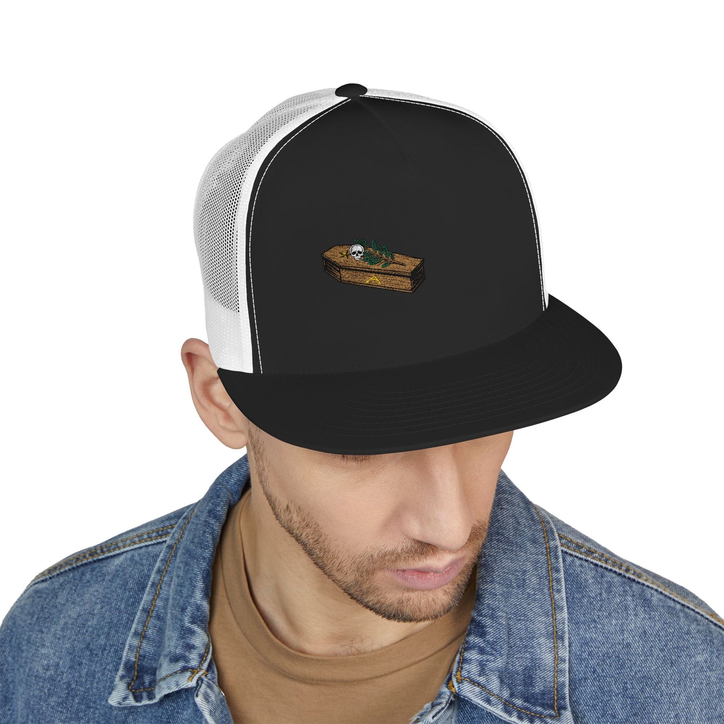 The Masters Coffin Embroidered Fishing Lure Trucker Cap - Retro Outdoor Angler Hat