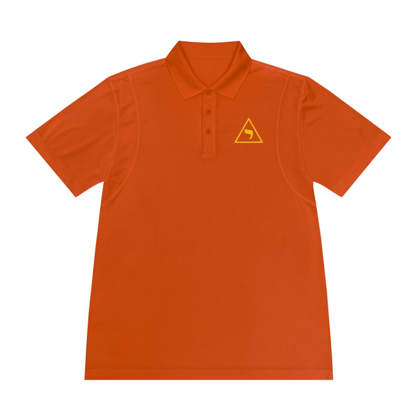 Men's Orange Sport Polo with Yellow Triangle Logo — Athletic Golf & Team Shirt