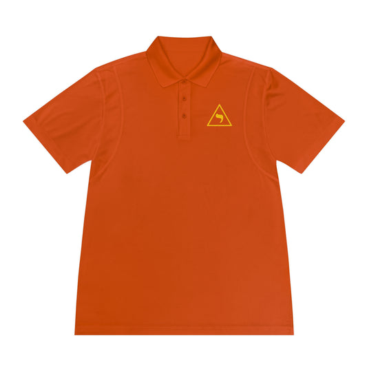 Men's Orange Sport Polo with Yellow Triangle Logo — Athletic Golf & Team Shirt