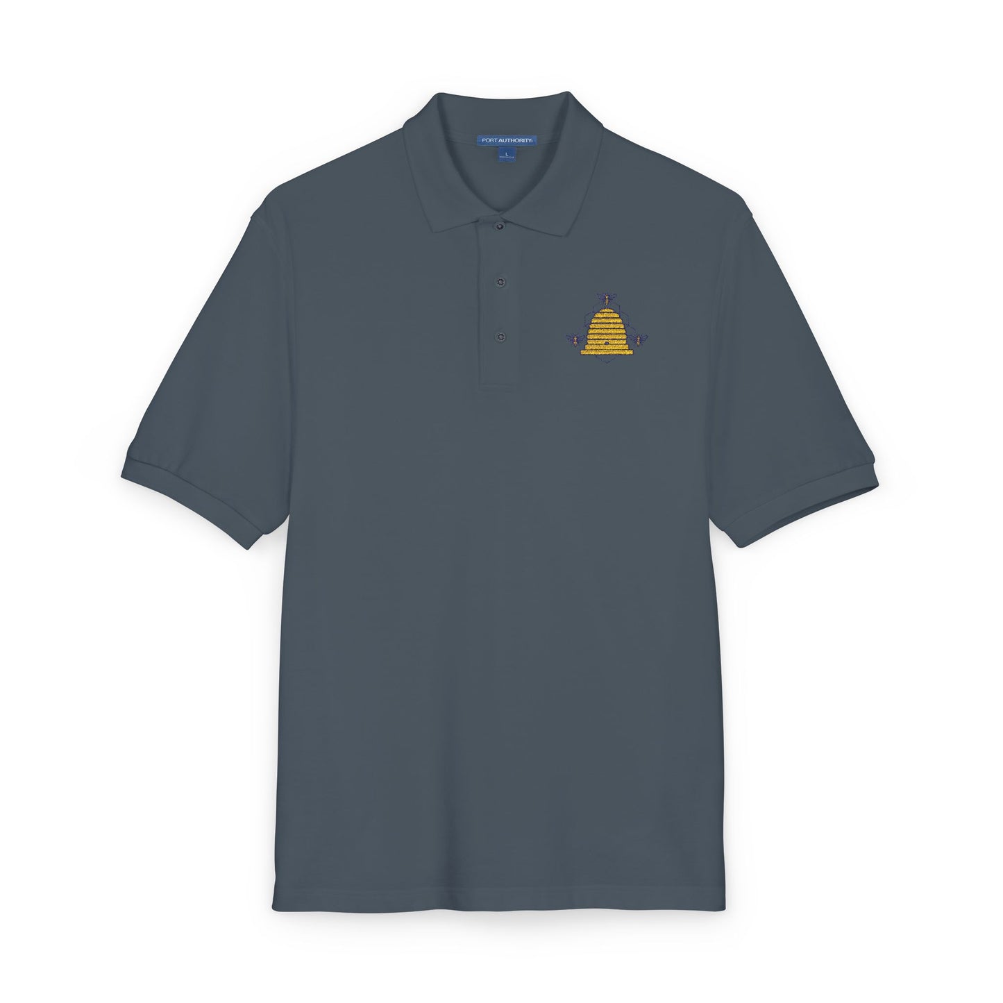 Embroidered Honeycomb Bee Polo Shirt — Men's Casual Work & Garden Tee