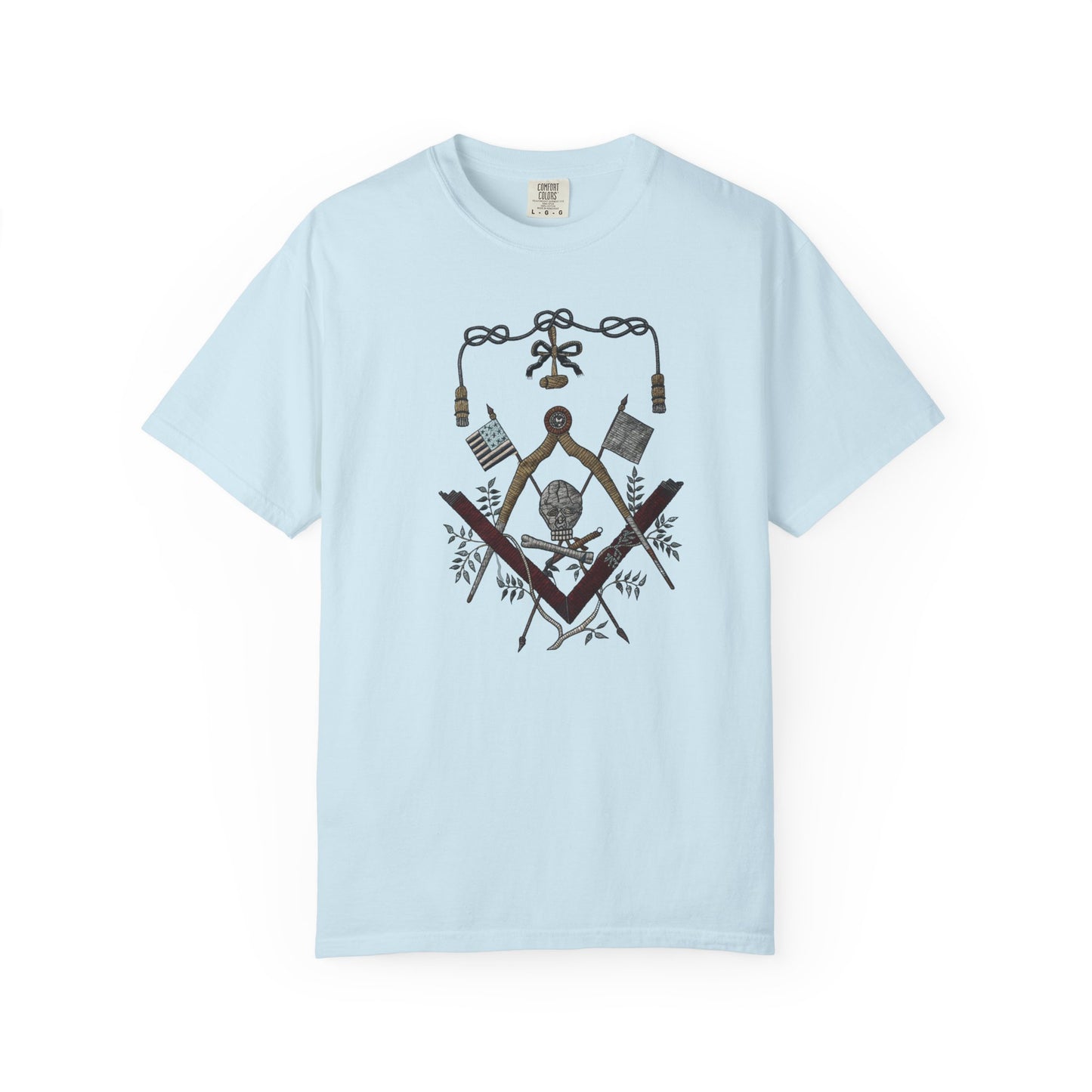 George Washington Masonic Apron Masonic Emblem T-shirt | Square Compass, Skull & Vintage Flags