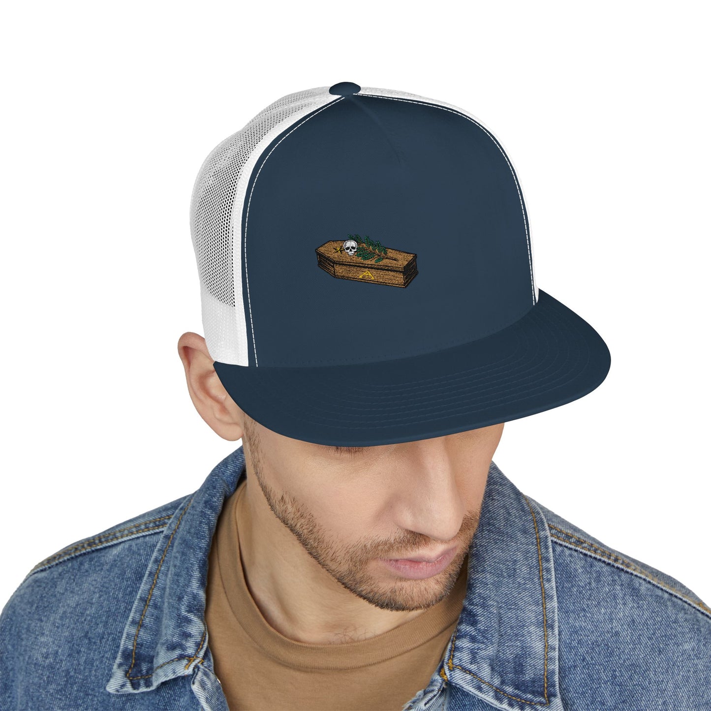 The Masters Coffin Embroidered Fishing Lure Trucker Cap - Retro Outdoor Angler Hat
