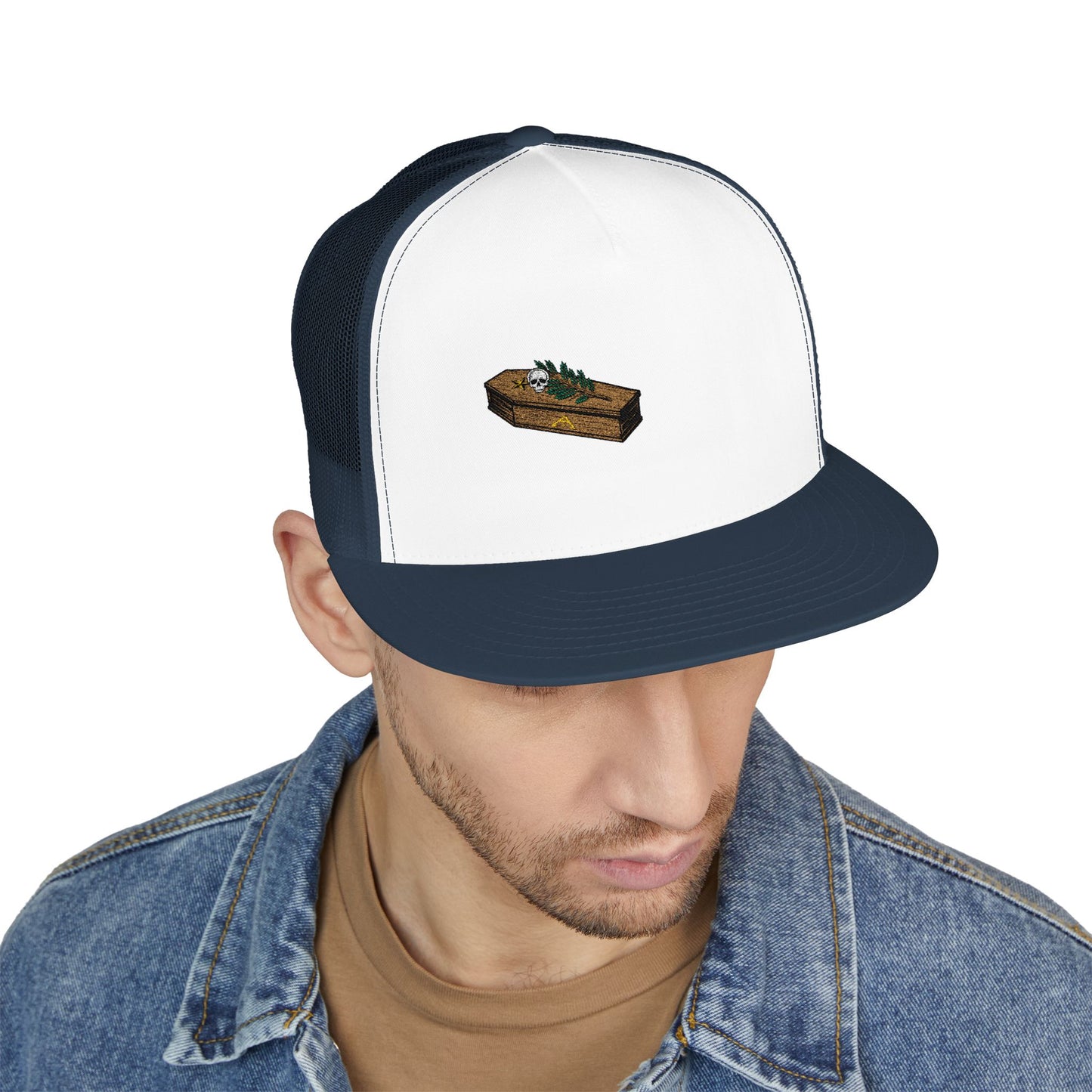 The Masters Coffin Embroidered Fishing Lure Trucker Cap - Retro Outdoor Angler Hat