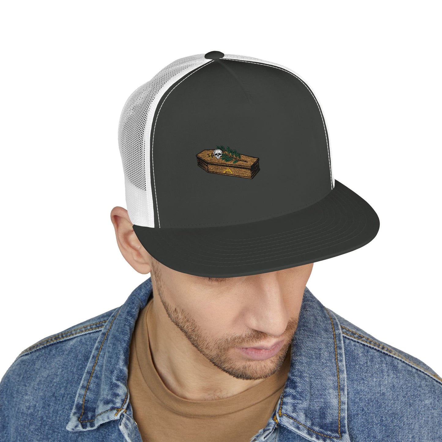 The Masters Coffin Embroidered Fishing Lure Trucker Cap - Retro Outdoor Angler Hat