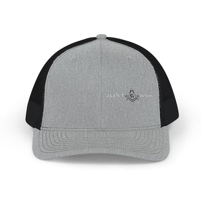 Just Ask Embroidered Snapback Trucker Hat