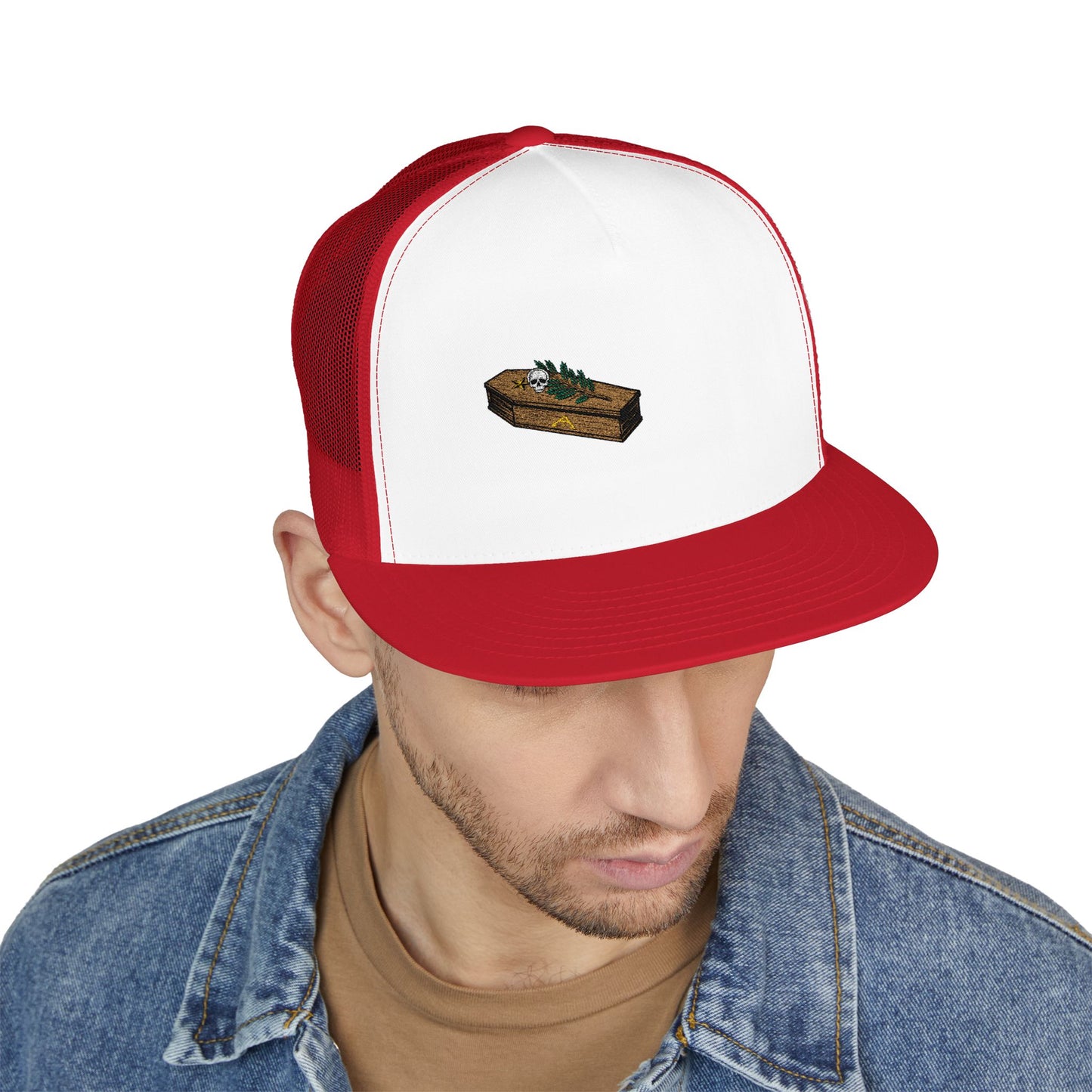 The Masters Coffin Embroidered Fishing Lure Trucker Cap - Retro Outdoor Angler Hat