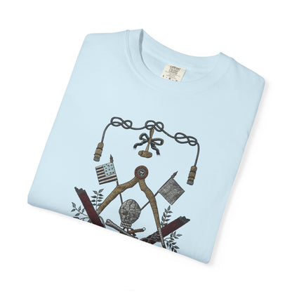 George Washington Masonic Apron Masonic Emblem T-shirt | Square Compass, Skull & Vintage Flags