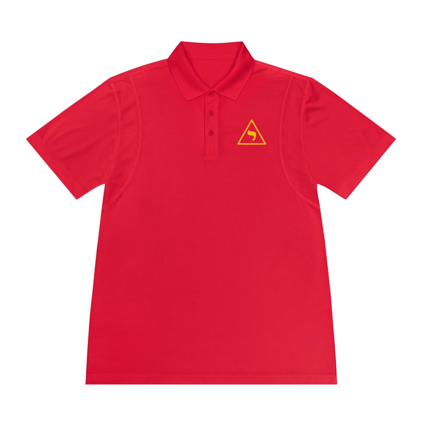 Men's Orange Sport Polo with Yellow Triangle Logo — Athletic Golf & Team Shirt