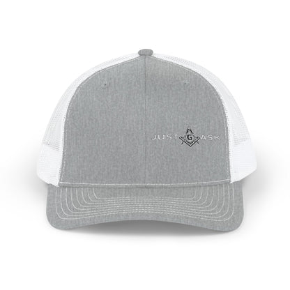 Just Ask Embroidered Snapback Trucker Hat