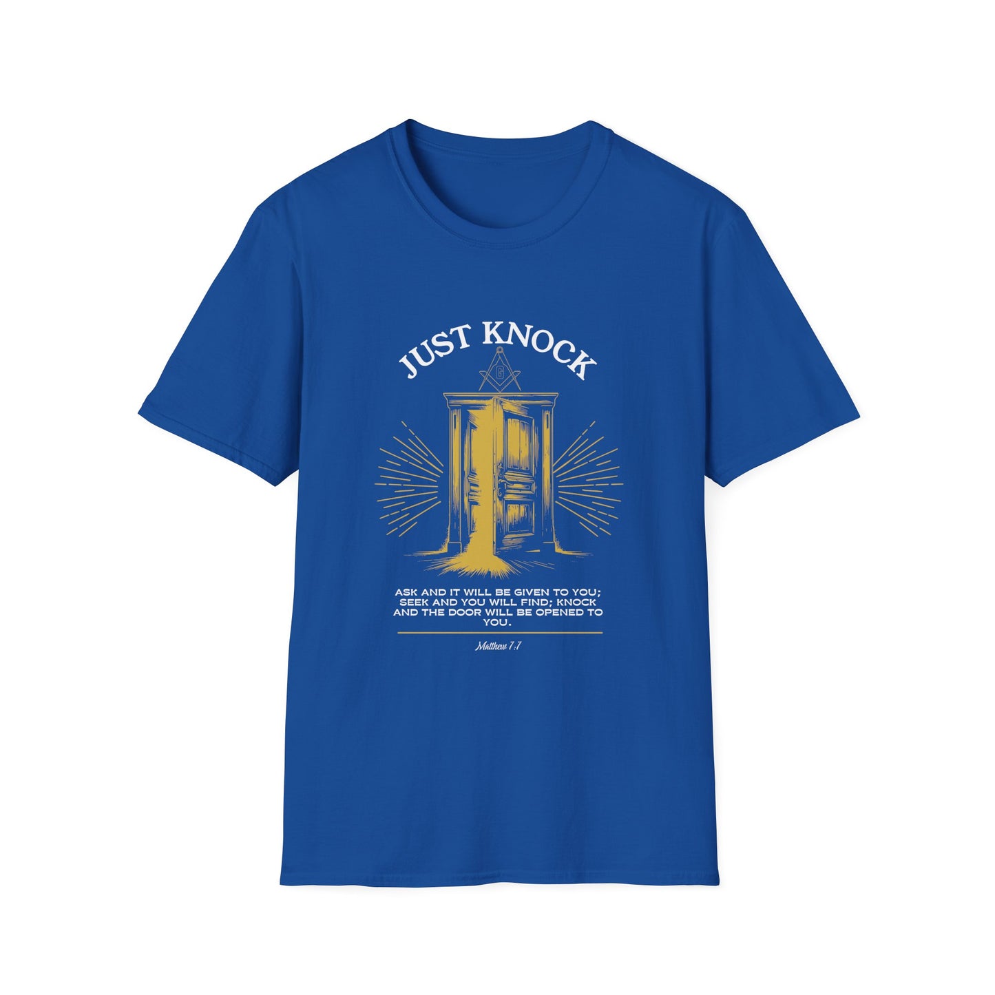 Just Knock Door Graphic T-Shirt — Inspirational Faith Verse Tee