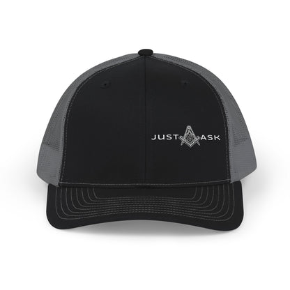 Just Ask Embroidered Snapback Trucker Hat