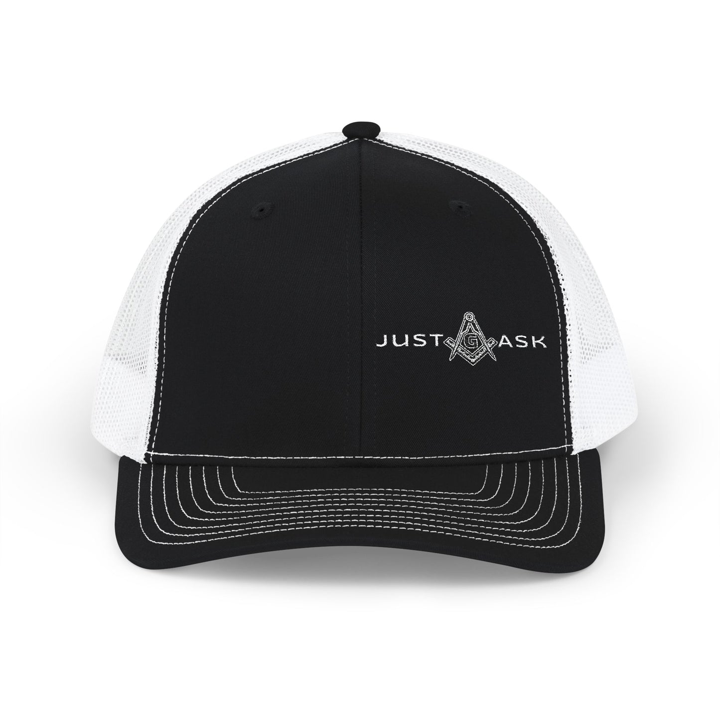 Just Ask Embroidered Snapback Trucker Hat
