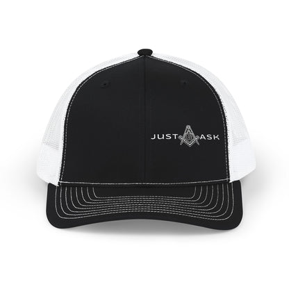 Just Ask Embroidered Snapback Trucker Hat