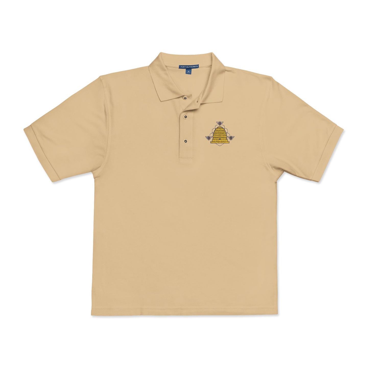 Embroidered Honeycomb Bee Polo Shirt — Men's Casual Work & Garden Tee