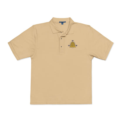 Embroidered Honeycomb Bee Polo Shirt — Men's Casual Work & Garden Tee