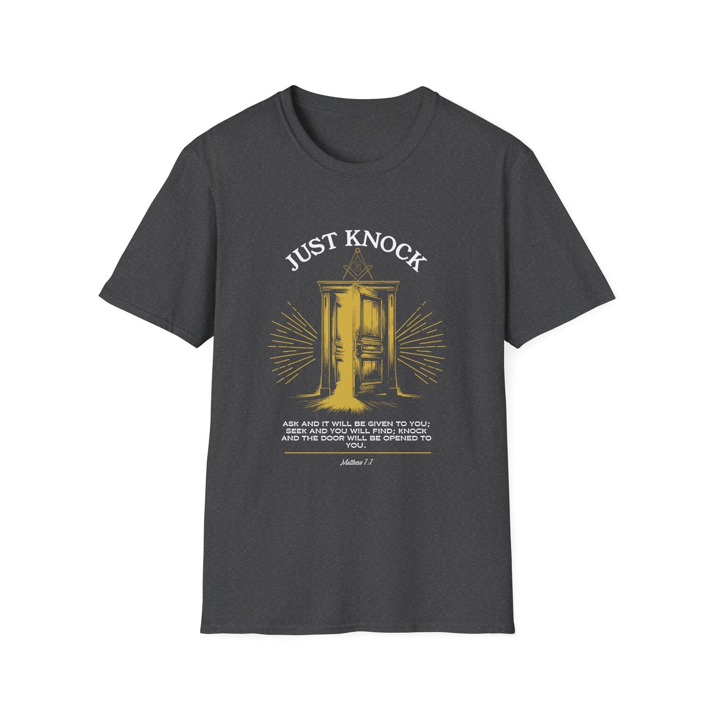Just Knock Door Graphic T-Shirt — Inspirational Faith Verse Tee